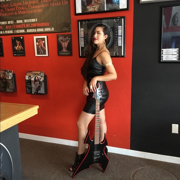 Black Faux Vegan Leather Dress - Picture 3 of 6